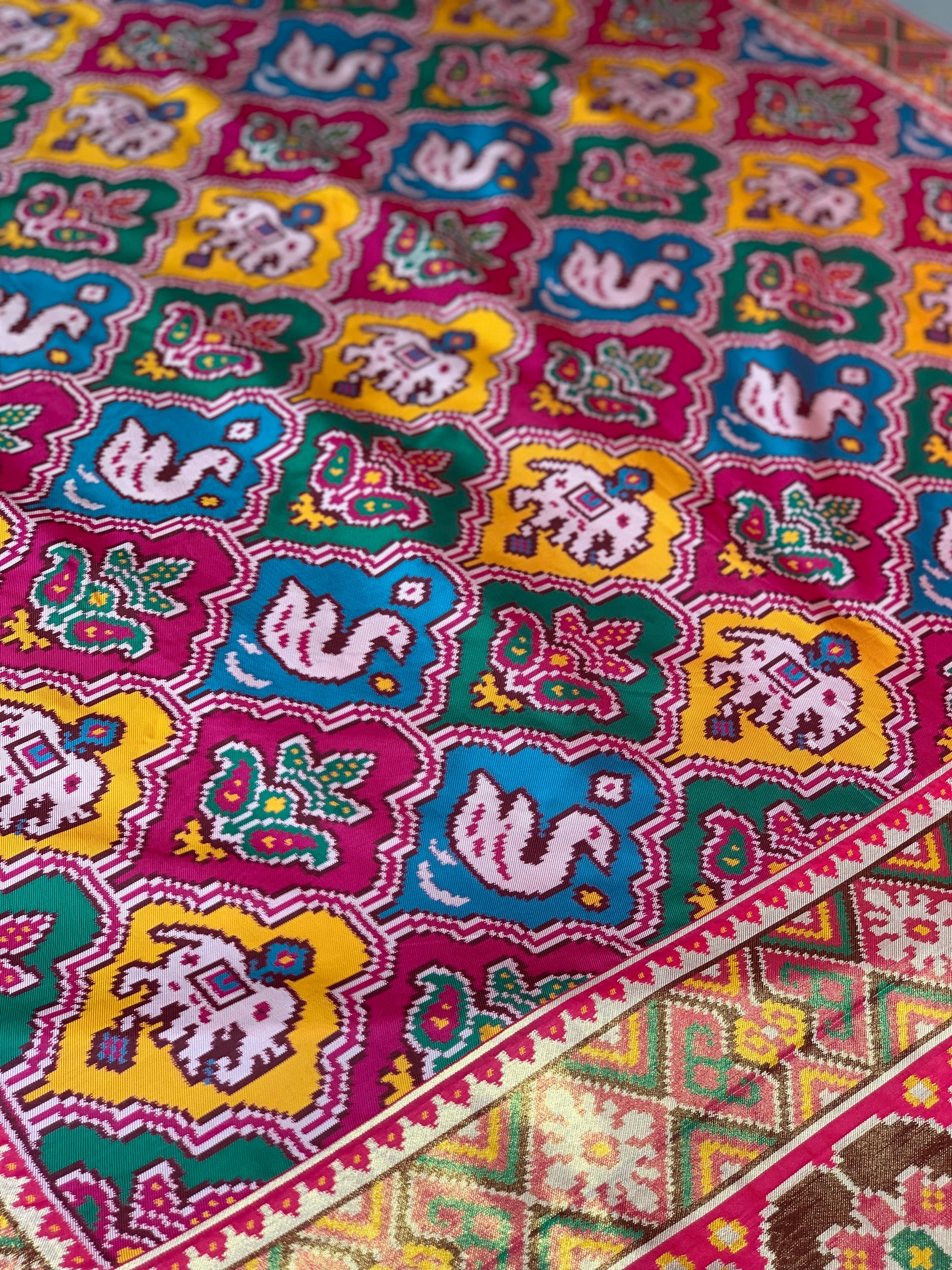 Pink Patola Animal Weave in Semi Silk