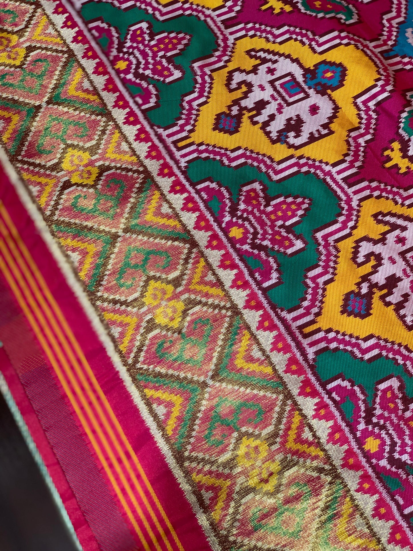 Pink Patola Animal Weave in Semi Silk