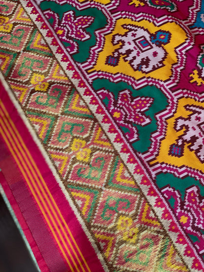 Pink Patola Animal Weave in Semi Silk