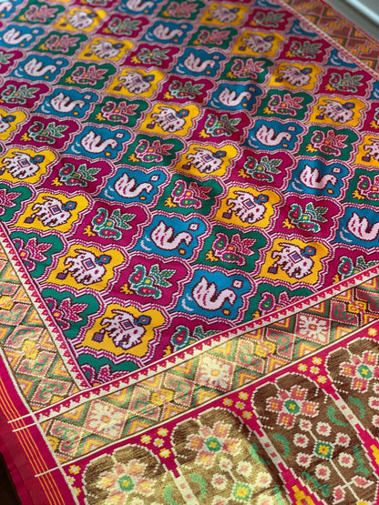 Pink Patola Animal Weave in Semi Silk