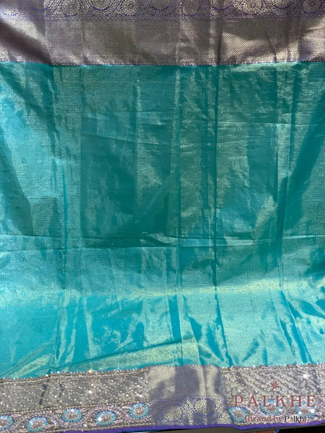 Mint Green Floral Jaal Pure Kanjivaram x Hand Embroidery