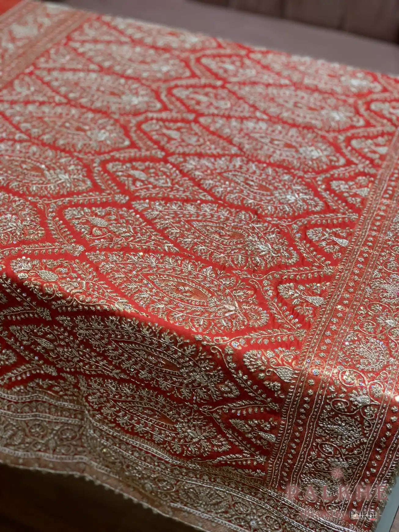 Orange Pure Kanjivaram Silk x Hand Embroidery