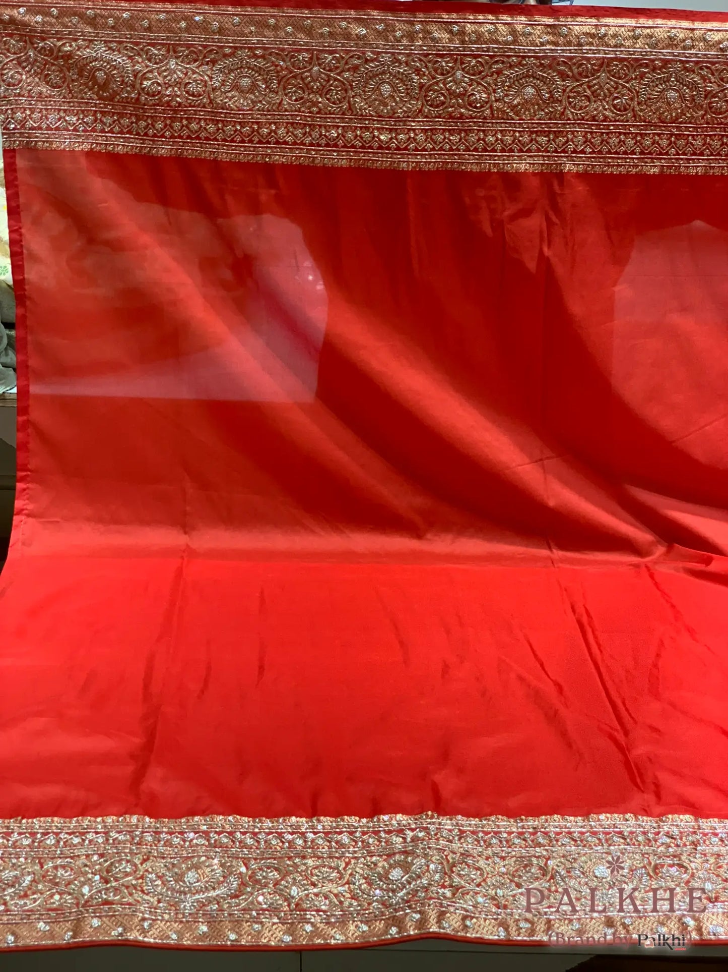 Orange Pure Kanjivaram Silk x Hand Embroidery
