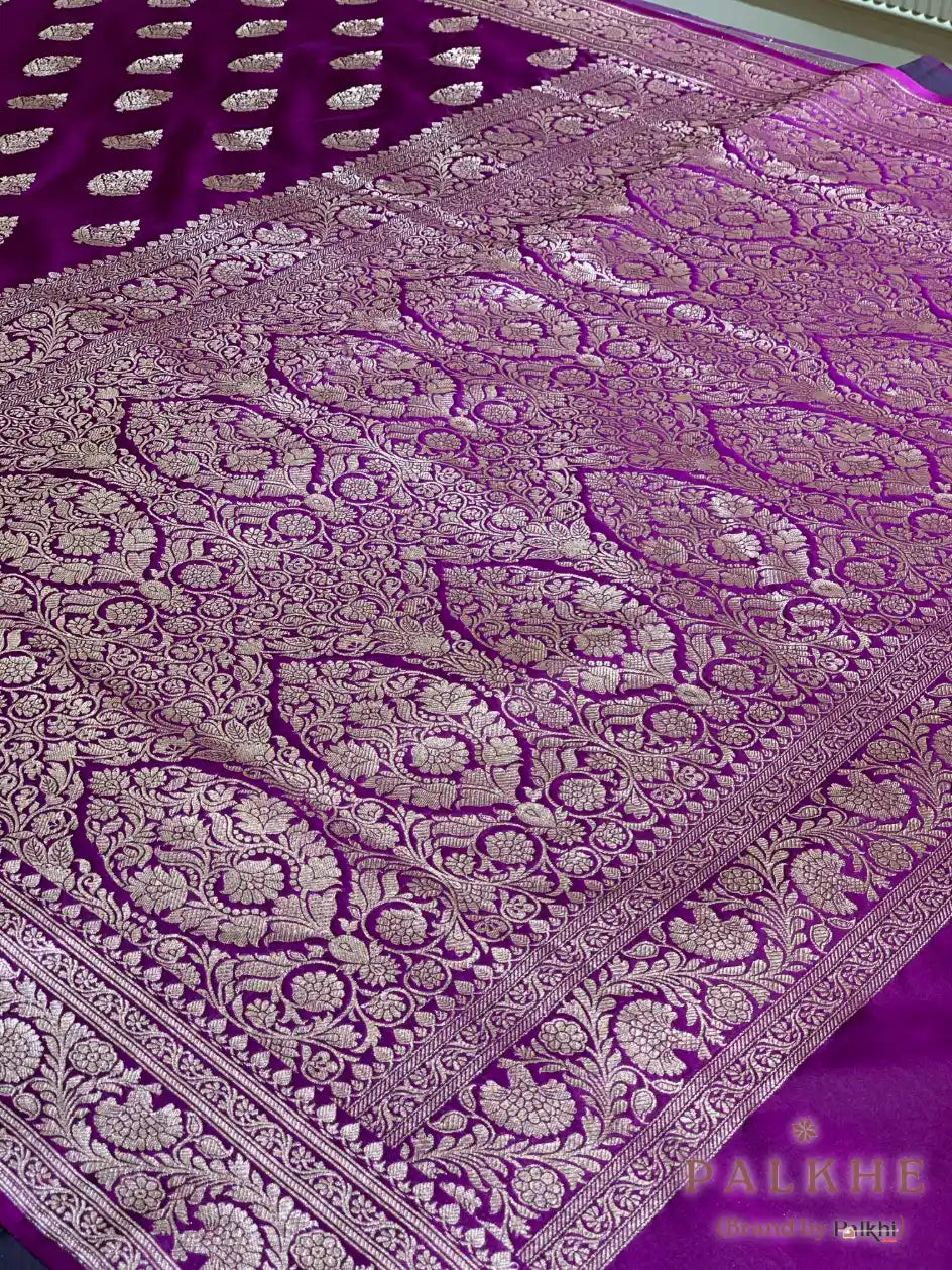 Purple Banarasi Buttas in Pure Katan Silk
