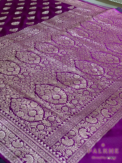 Purple Banarasi Buttas in Pure Katan Silk