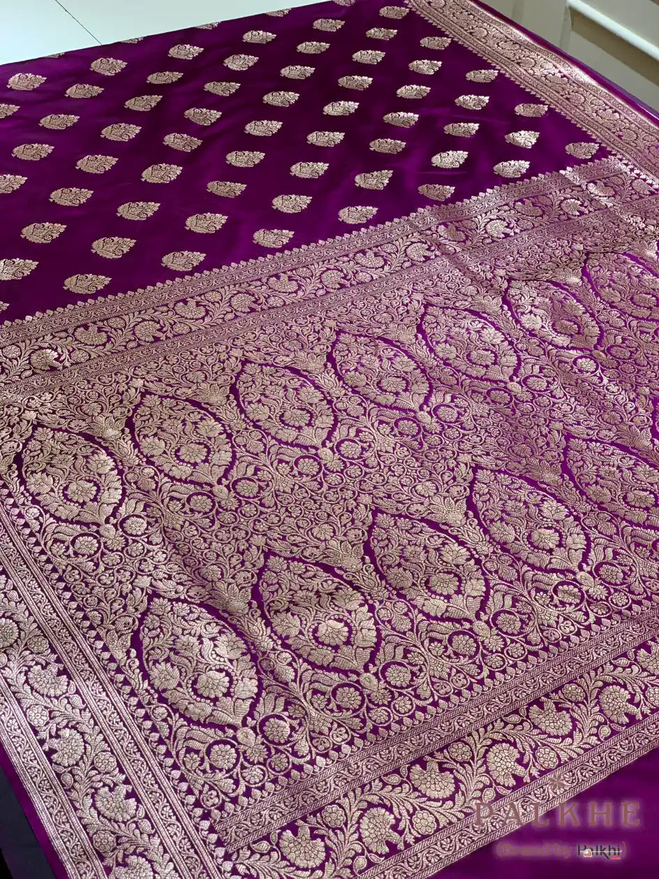 Purple Banarasi Buttas in Pure Katan Silk
