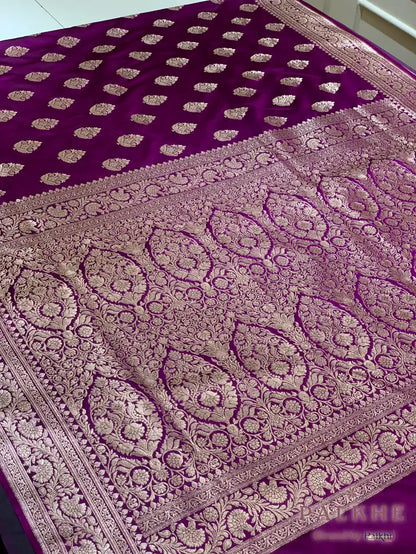 Purple Banarasi Buttas in Pure Katan Silk