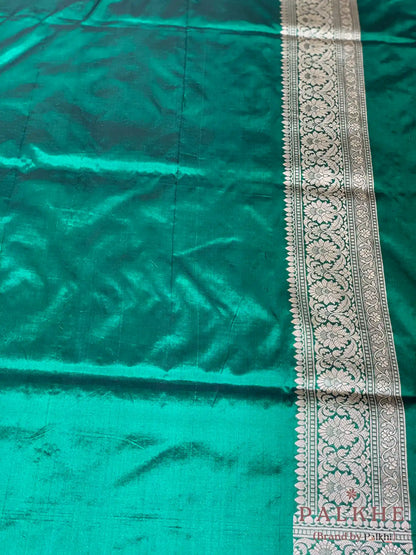 Dark Green Banarasi Meenakari Jaal in Pure Katan Silk