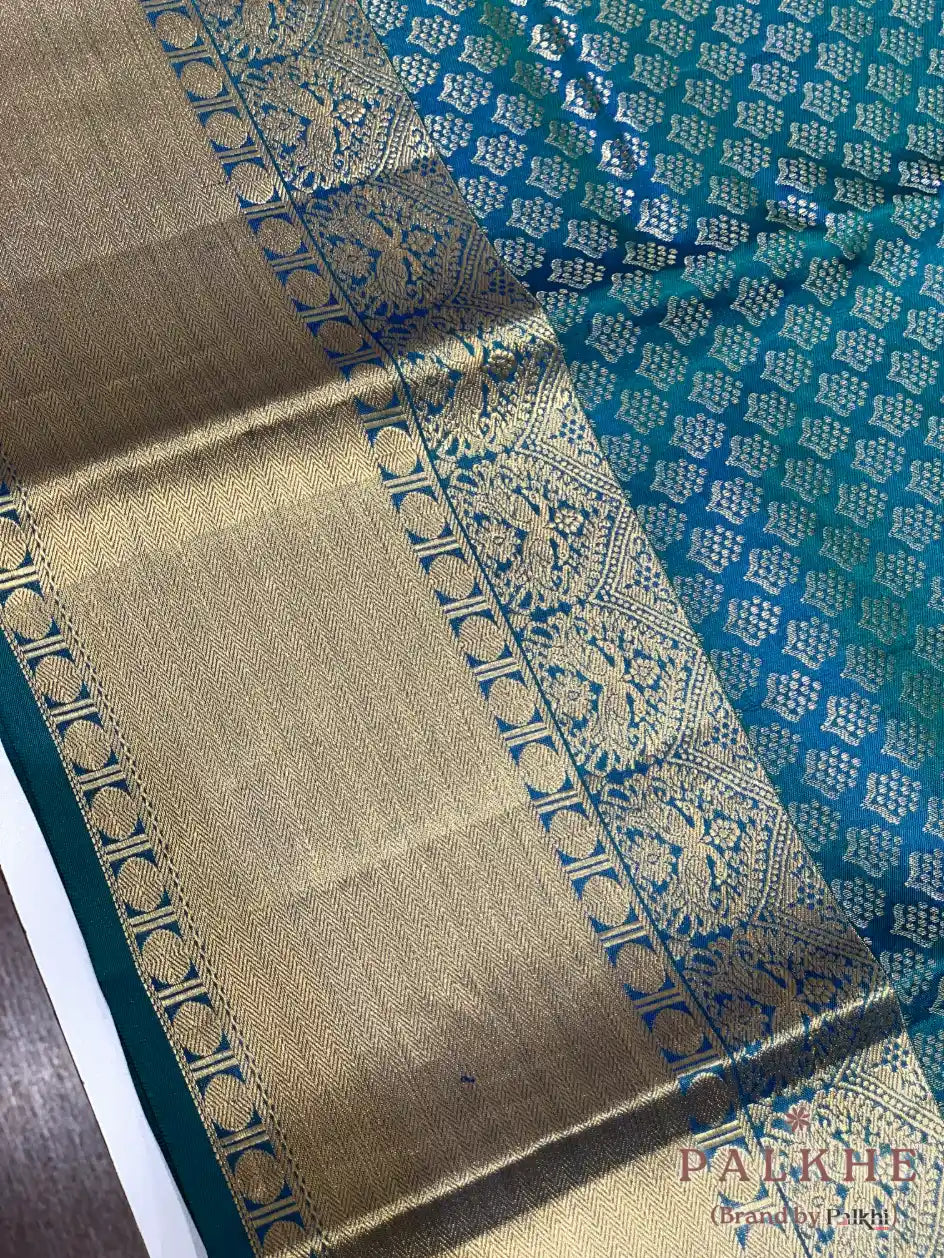 Blue Kanjivaram Butta Brocade in Pure Silk
