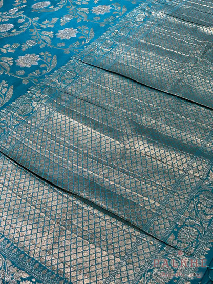 Blue Banarasi Floral Jaal in Georgette