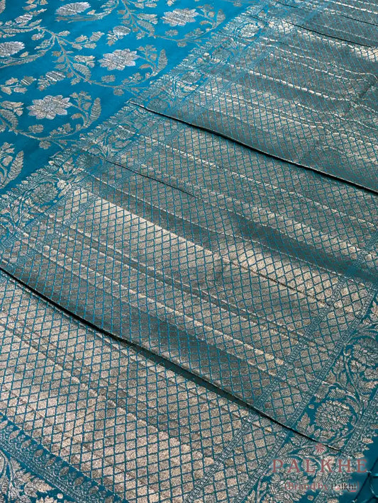 Blue Banarasi Floral Jaal in Georgette