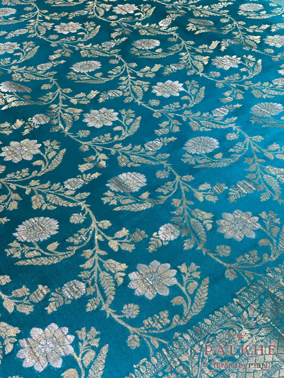 Blue Banarasi Floral Jaal in Georgette