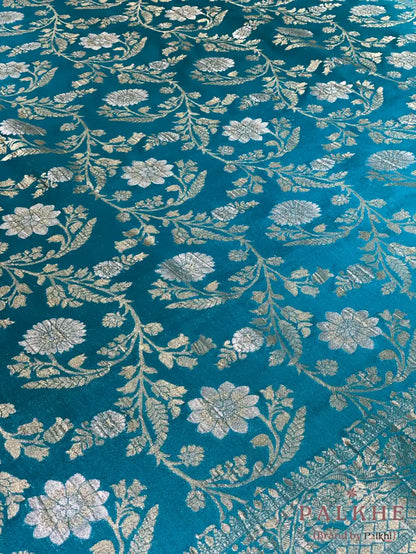 Blue Banarasi Floral Jaal in Georgette