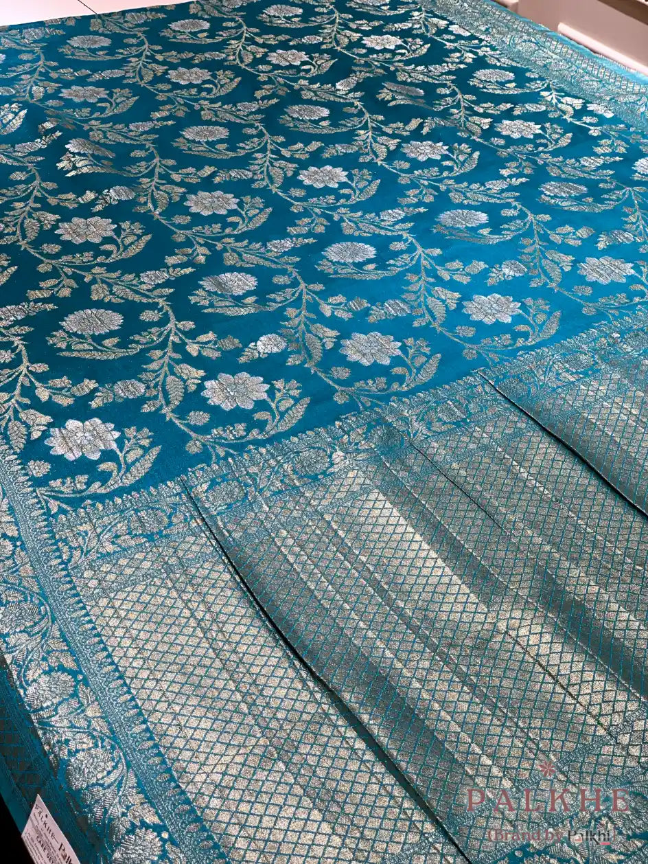 Blue Banarasi Floral Jaal in Georgette