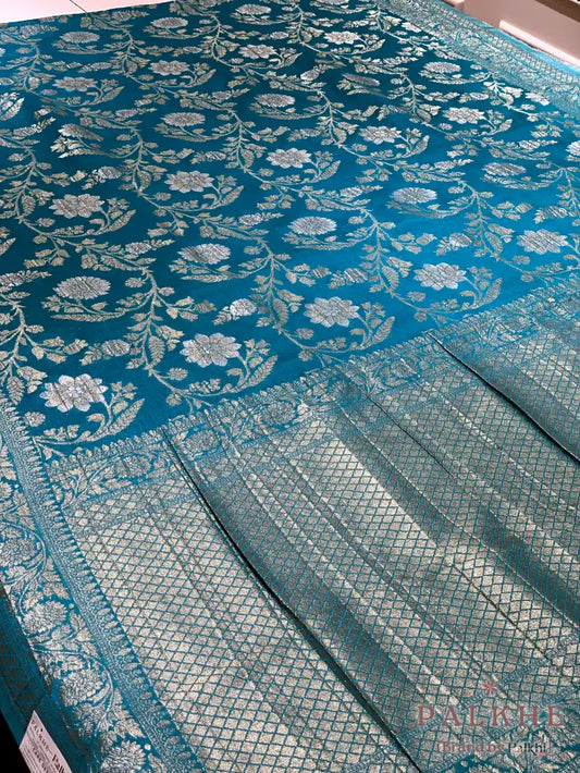 Blue Banarasi Floral Jaal in Georgette