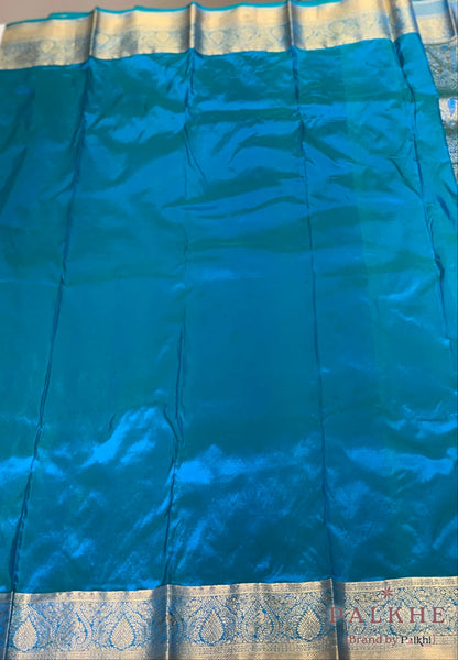 Blue Peacock Motifs in Pure Kanjivaram Silk