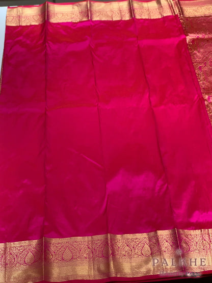 Rani Pink Peacock Motifs in Pure Kanjivaram Silk