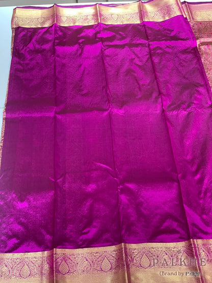 Wine Peacock Motifs in Pure Kanjivaram Silk