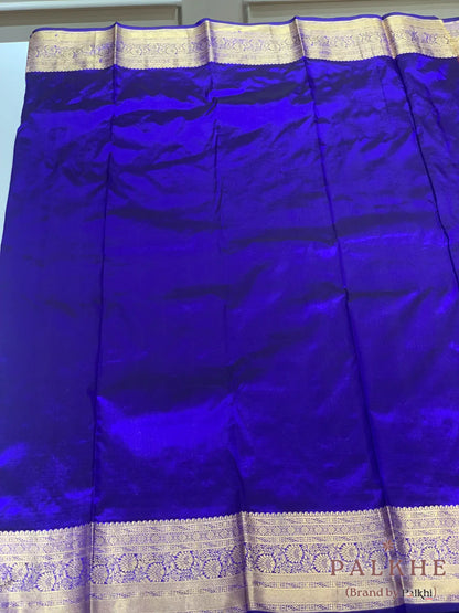 Royal Blue Peacock Motif in Pure Kanjivaram Silk
