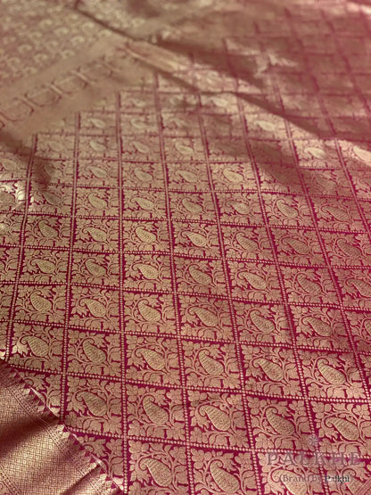 Maroon Floral Jaal in Pure Kanjivaram Silk