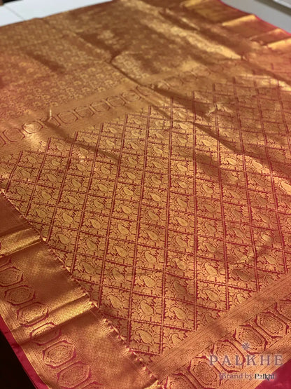 Maroon Floral Jaal in Pure Kanjivaram Silk
