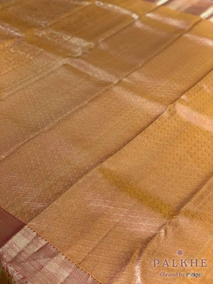 Yellow Floral Jaal in Pure Kanjivaram Silk
