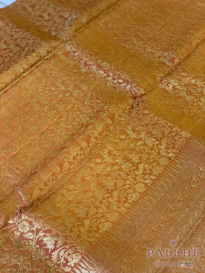 Yellow Floral Jaal in Pure Kanjivaram Silk