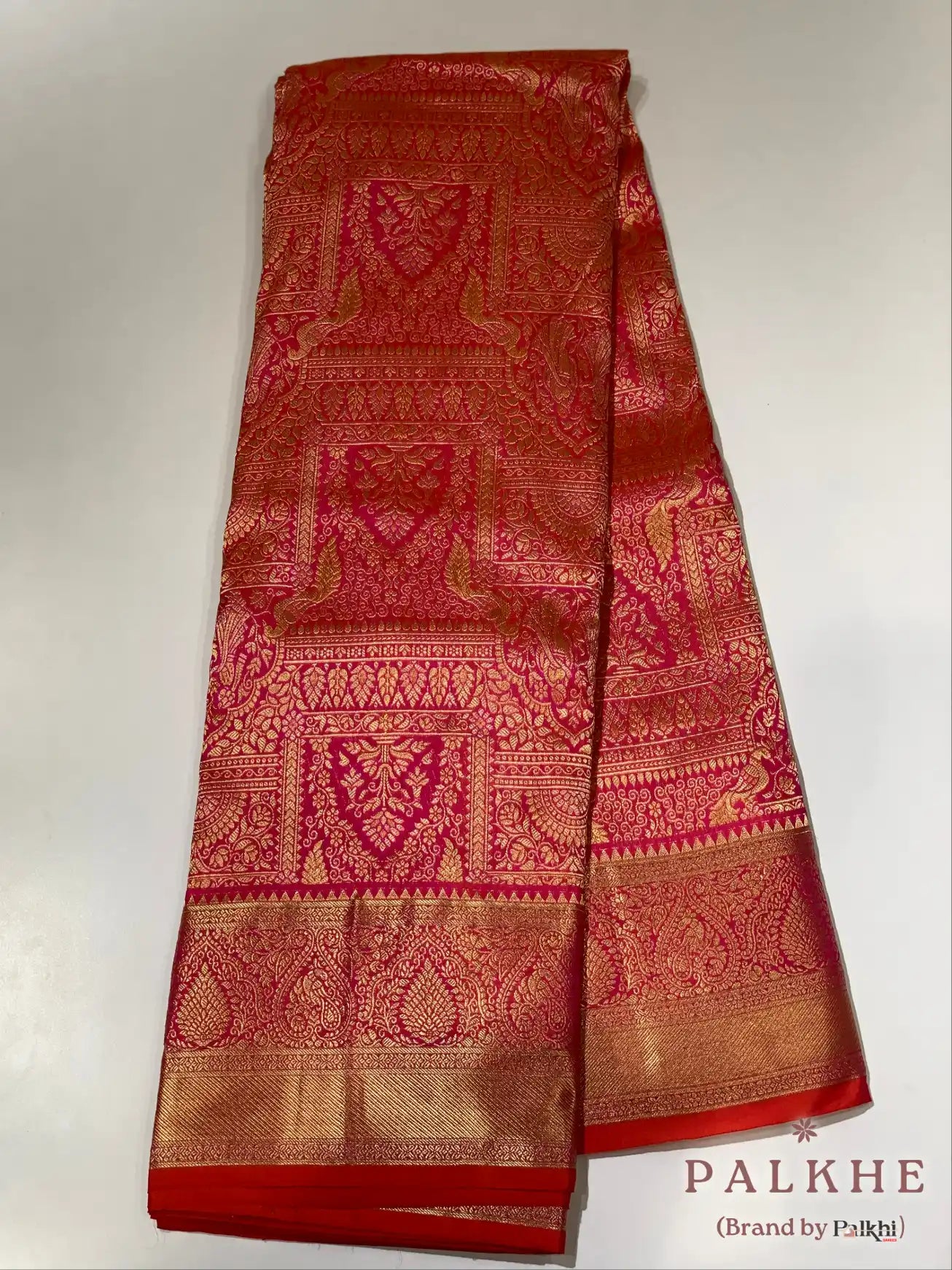 Pink Peacock Motifs in Pure Kanjivaram Silk