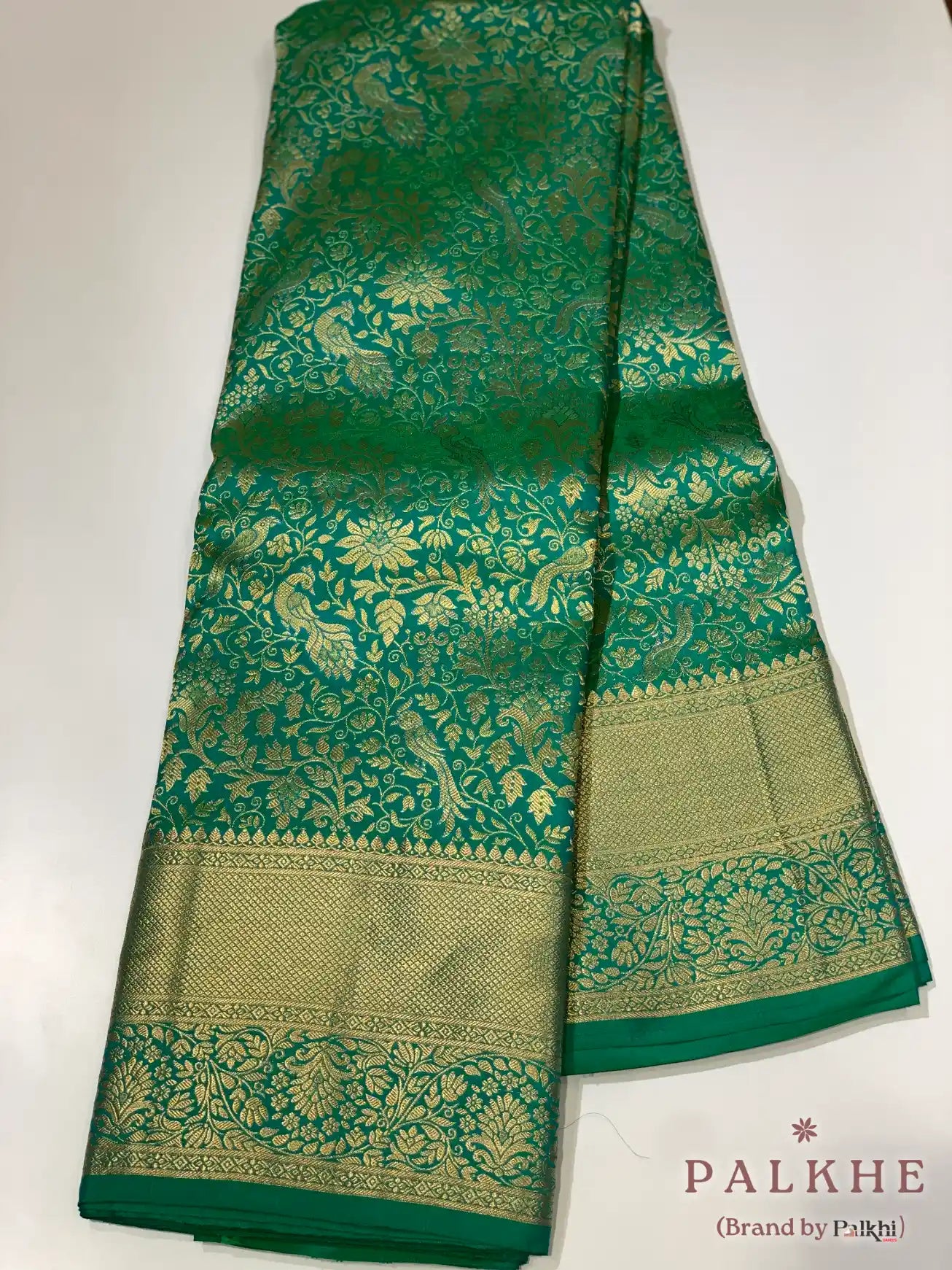 Green Floral Jaal in Pure Kanjivaram Silk