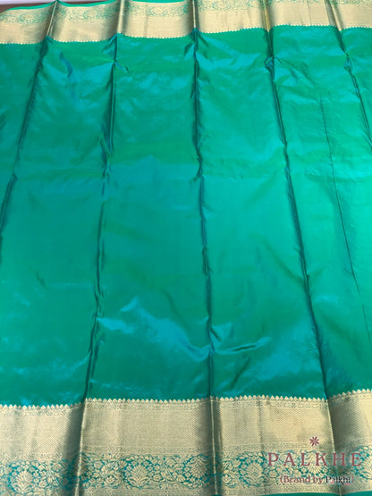Green Floral Jaal in Pure Kanjivaram Silk