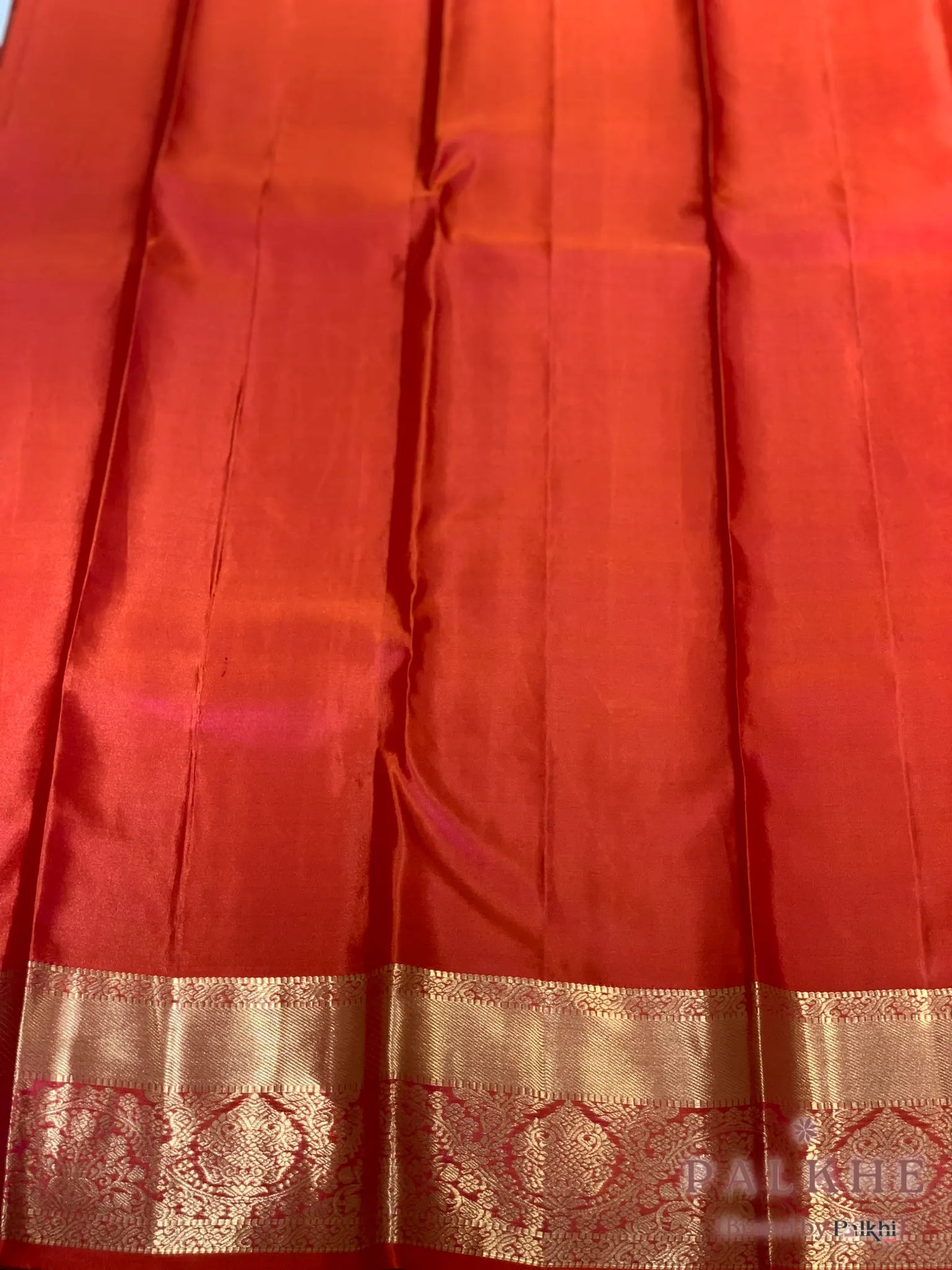 Orange Floral Jaal in Pure Kanjivaram Silk
