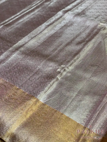 Pinkish Gold Kanjivaram Floral Jaal in Tissue Brocade Silk