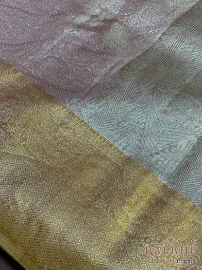 Pinkish Gold Kanjivaram Floral Jaal in Tissue Brocade Silk