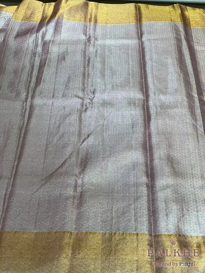 Pinkish Gold Kanjivaram Floral Jaal in Tissue Brocade Silk