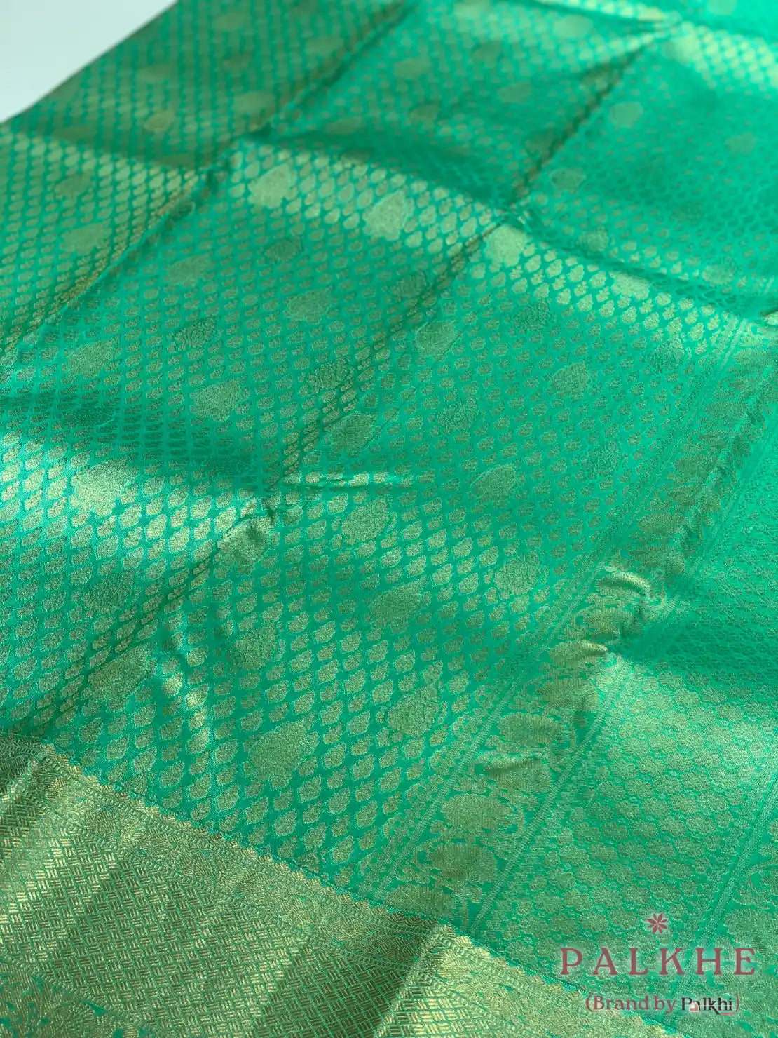 Green Floral Buttas in Pure Kanjivaram Silk