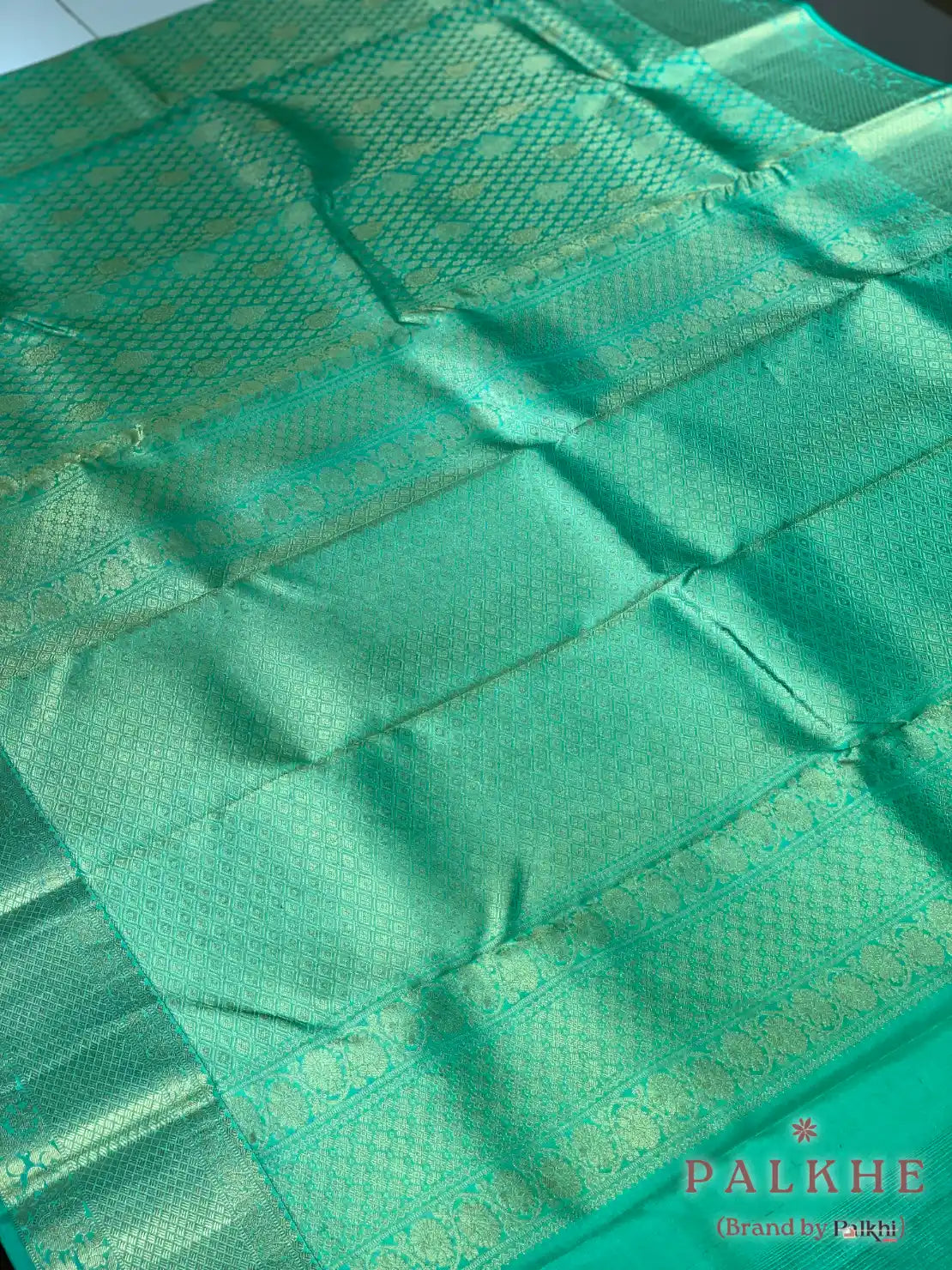 Green Floral Buttas in Pure Kanjivaram Silk