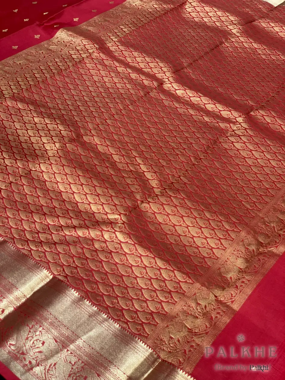 Red Buttis in Pure Kanjivaram Silk