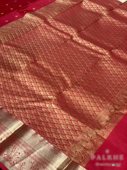 Red Buttis in Pure Kanjivaram Silk