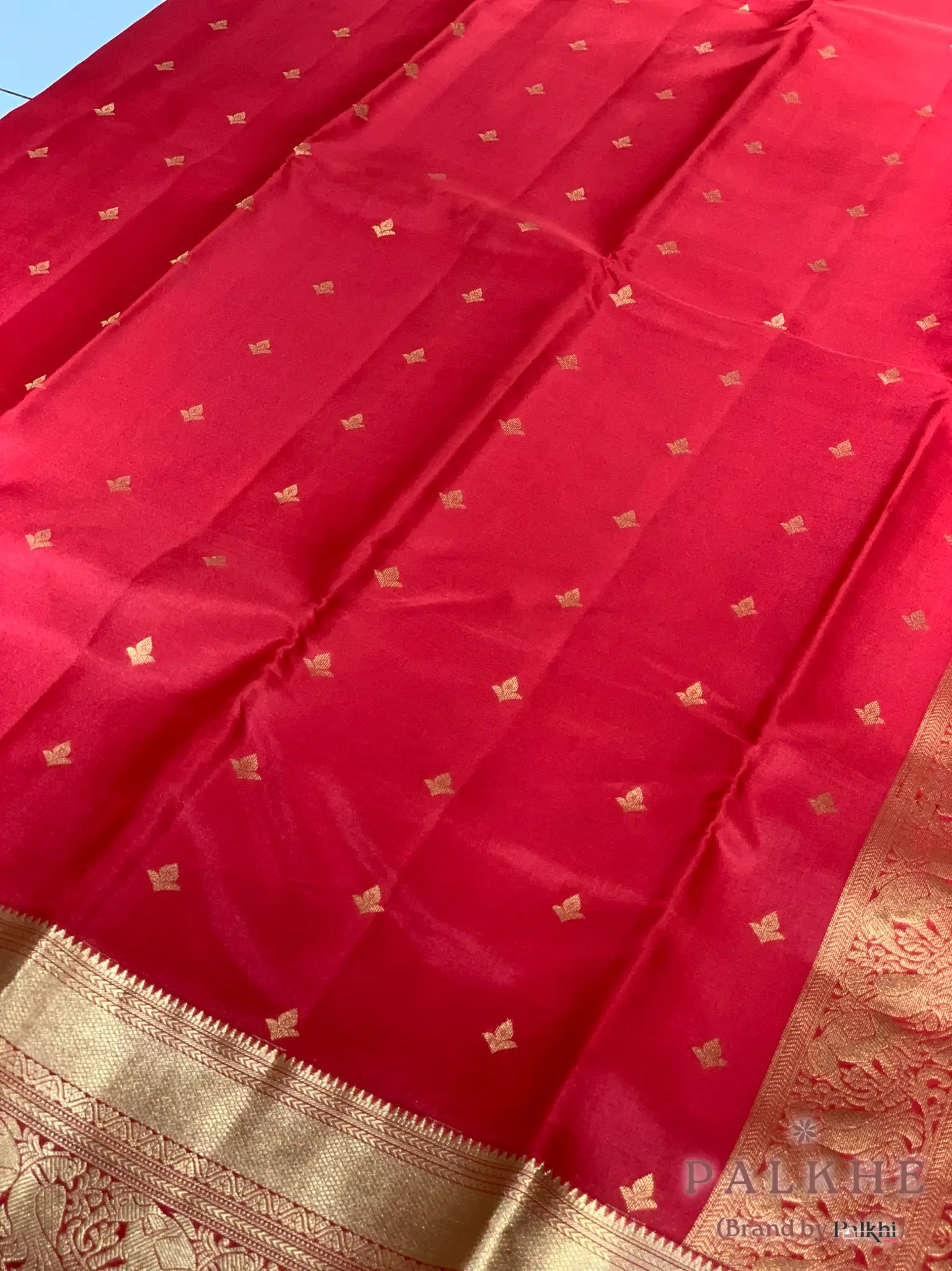 Red Buttis in Pure Kanjivaram Silk