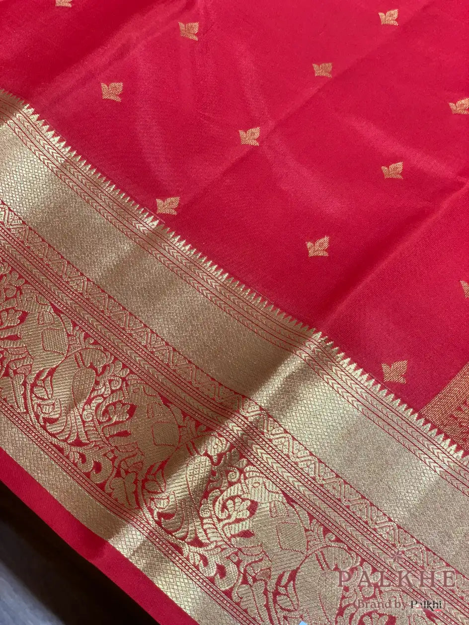 Red Buttis in Pure Kanjivaram Silk