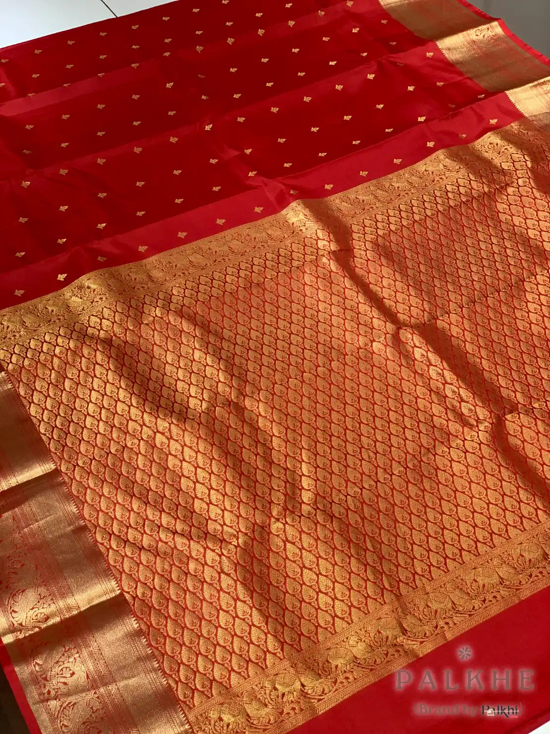 Red Buttis in Pure Kanjivaram Silk