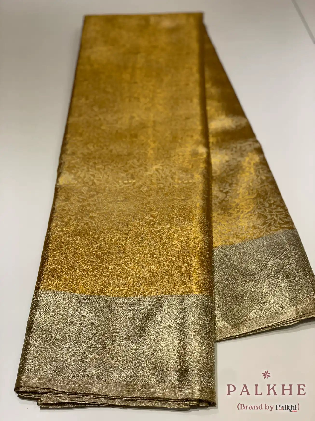 Gold Floral Jaal in Pure Tissue Kanjivaram Silk