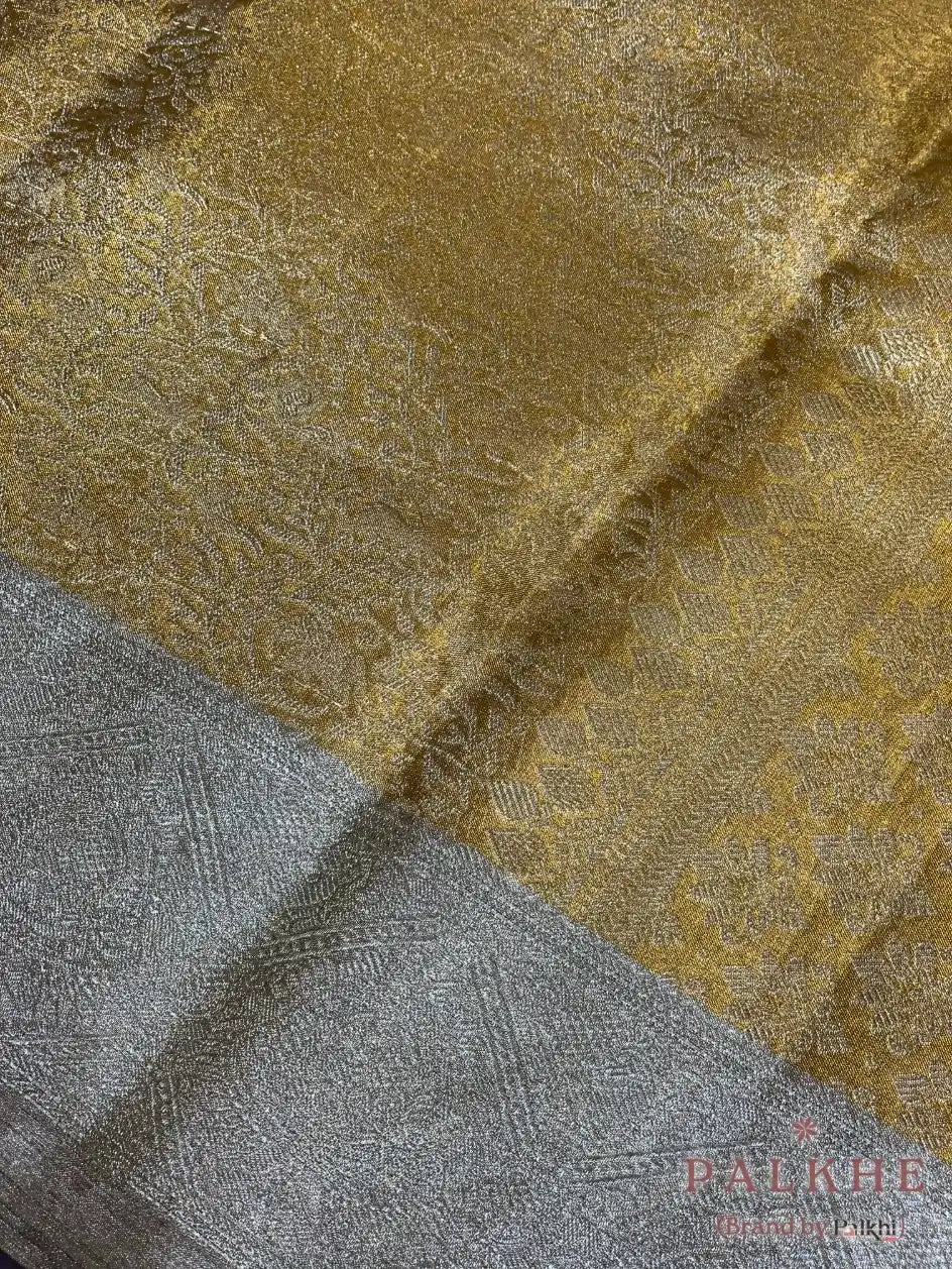 Gold Floral Jaal in Pure Tissue Kanjivaram Silk