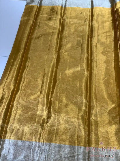 Gold Floral Jaal in Pure Tissue Kanjivaram Silk