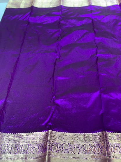 Purple Floral Jaal in Pure Kanjivaram Silk