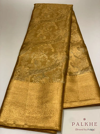 Gold Kanjivaram Floral Jaal in Pure Tissue Silk