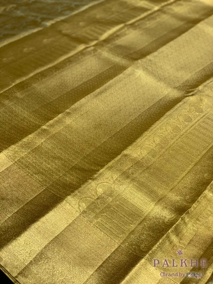 Gold Kanjivaram Floral Jaal in Pure Tissue Silk