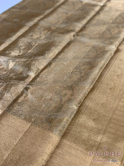 Gold Kanjivaram Floral Jaal in Pure Tissue Silk