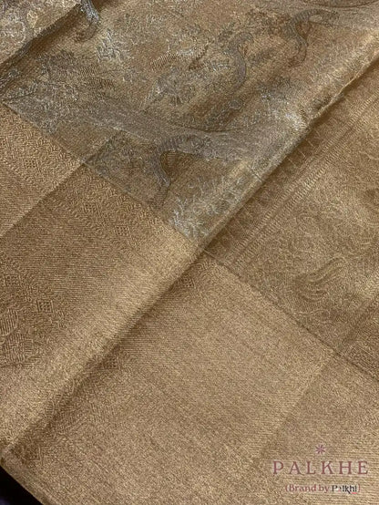 Gold Kanjivaram Floral Jaal in Pure Tissue Silk