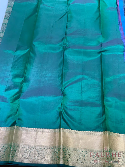 Dark Green Floral Jaal in Pure Kanjivaram Silk
